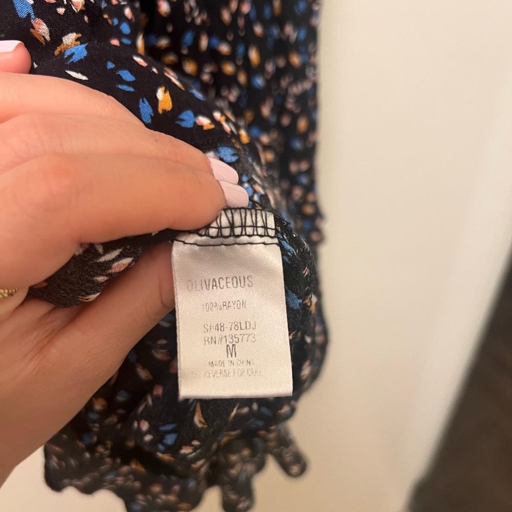 Olivaceous Black Patterned Ruffled Mini Dress - image 6